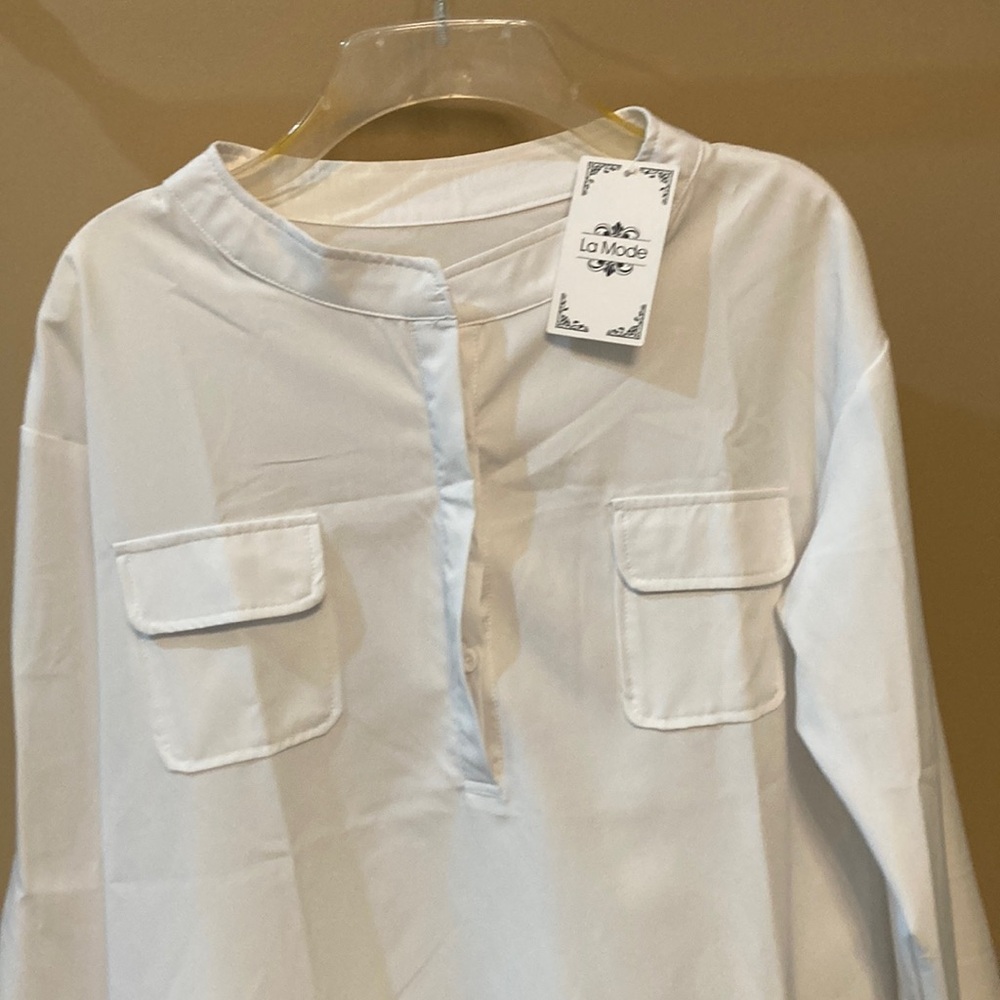 Moda White Casual Button Down Shirt